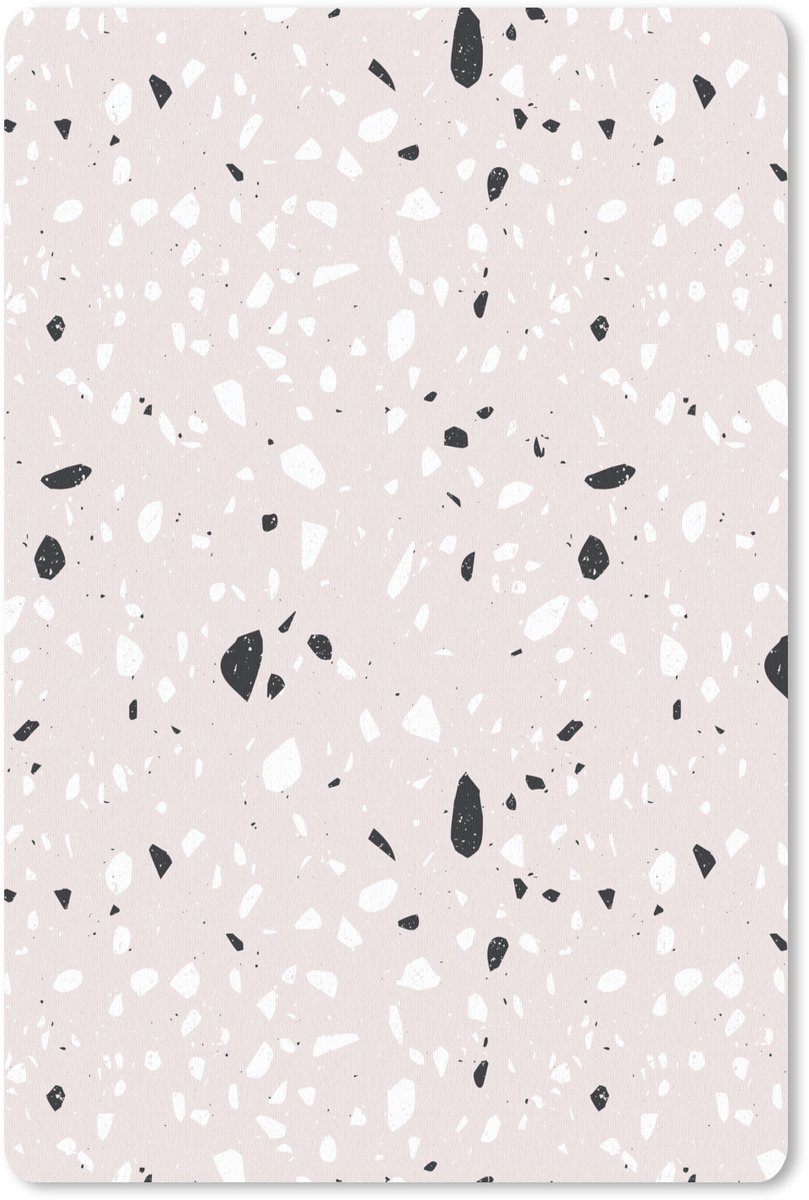 Muismat 18x27 cm - Mousepad Terrazzo - Patroon - Zacht - Zwart - Wit - Muismatten