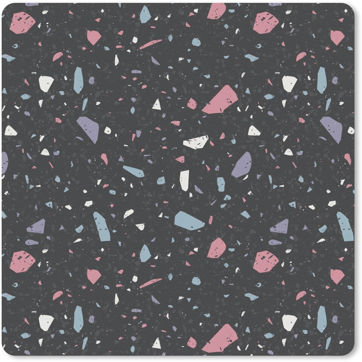 Muismat 20x20 cm - Mousepad Terrazzo - Patroon - Zwart - Zacht - Muismatten