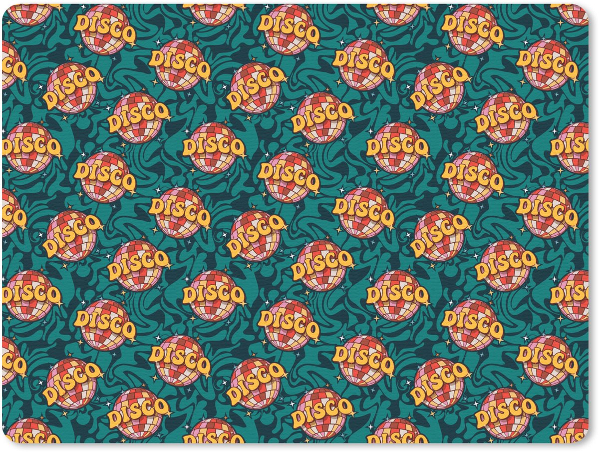 Muismat 23x19 cm - Mousepad Groen - Disco - Patroon - Muismatten