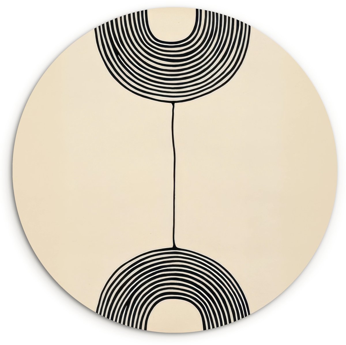WallCircle Wandcirkel 60x60 cm - Muurcirkel Geometrische bogen - Minimalistisch - Symmetrisch - Muurdecoratie woonkamer - Wanddecoratie slaapkamer - Kamer decoratie accessoires - Ronde schilderijen