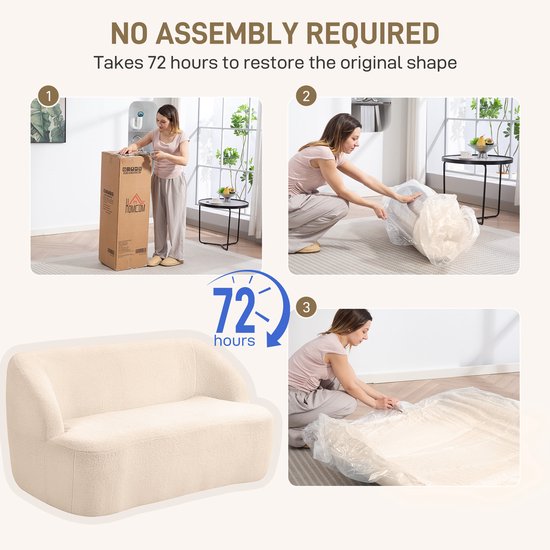 HOMCOM - Causeuse - 142 x 85 x 73,5 cm - Tissu Toulette - Beige