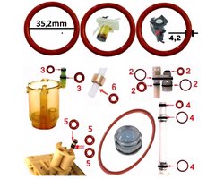 Pakkingen - reparatieset - oring - O-ring - voor DELONGHI Magnifica ecam etam - Vervangend product - Leveringsomvang 19 stuks afdichtingen 1 stuk smeermiddel 5 ml