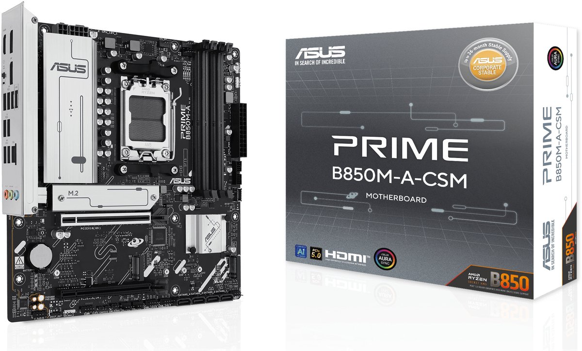 Asus Prime B850M-A-Csm Amd B850 Socket Am5 Micro Atx moederbord