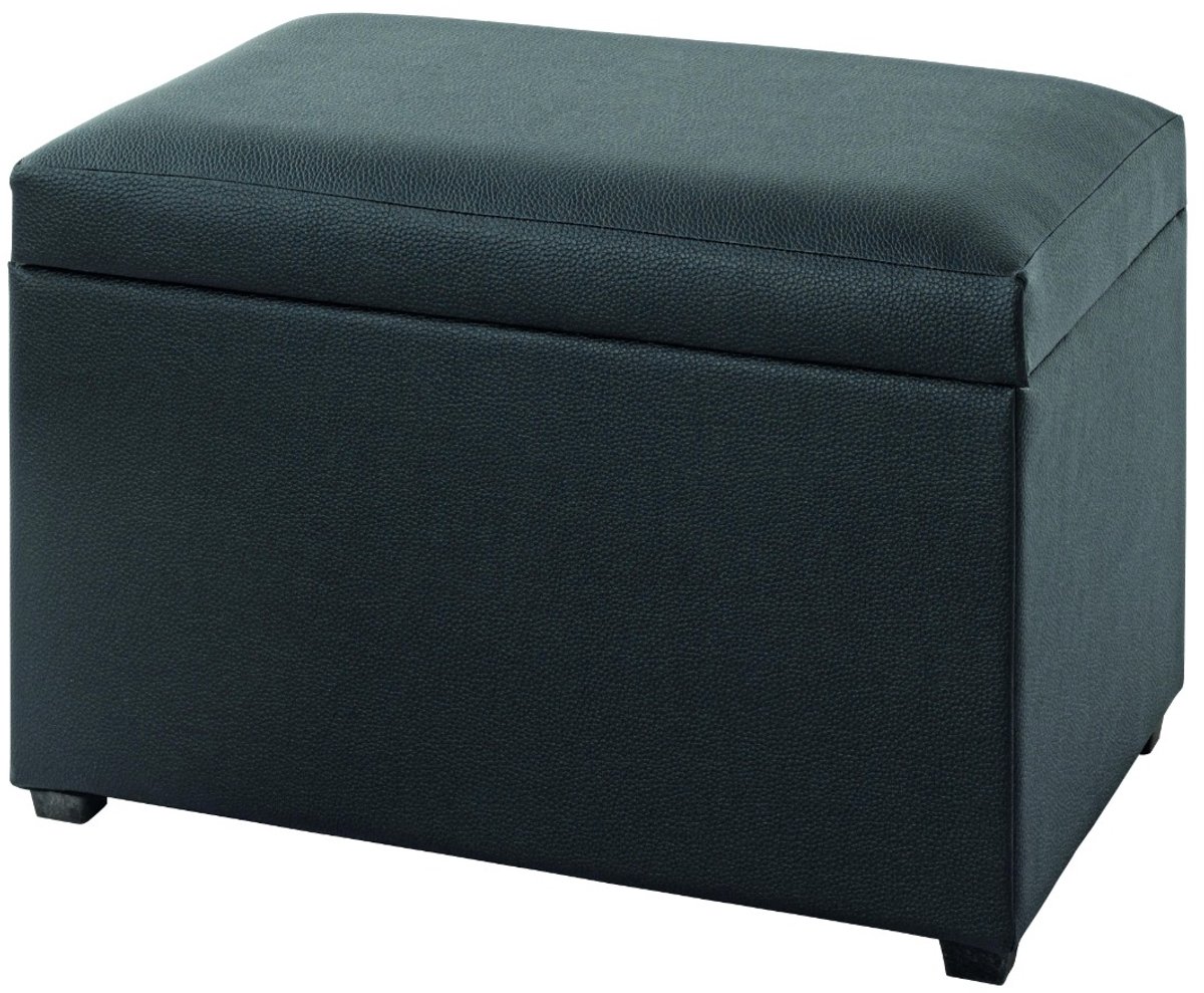 Hocker – Kunstleer zwart – Luxe gewatteerde opvouwbare zitting – 58 cm breed, 39 cm diep, 42 cm hoog