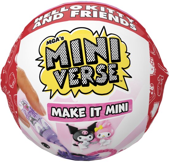 Miniverse Make It Mini Hello Kitty en Friends ronde verpakking met illustraties en tekst.