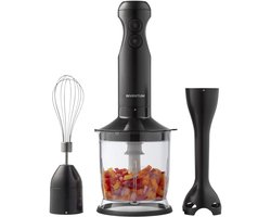 Inventum MX350B Staafmixer set - RVS mes - 2 snelheden - Afneembare voet - Garde en hakmolen - 350 watt - Zwart