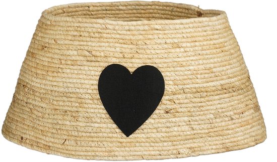 Mica Decorations Kerstboomrok met Hart - L50 x B50 x H26 cm - Maïsblad - Crème, Zwart