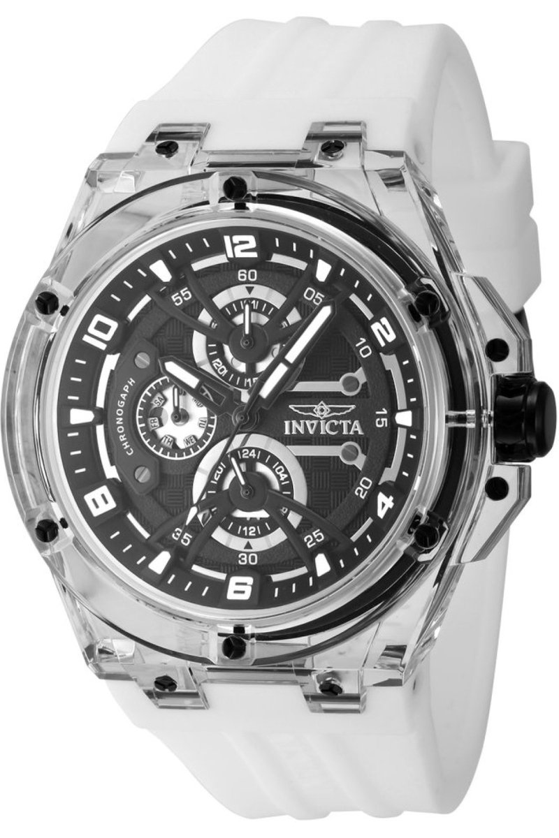 Invicta Racing 48809 Heren Horloge - Waterdicht - Analoog - Quartz Uurwerk - Plastic met zwarte Wijzerplaat - 46mm