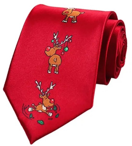 Cravate Sorprese - Cravate de Noël - Rouge - Renne - Cravattes - Modèle 6 - Cadeau
