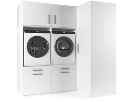 Wasophoogte® Wasmachine Kast Bern - Wasmachine verhoger - Wasmachine ombouw - 700(D)*2030(B)*2110(H) mm - Wit