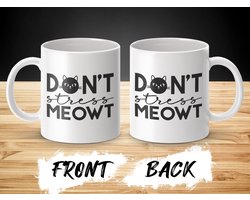 Don't Stress Meowt Cat Mug, Cute Cat Lover Gift, Funny Cat Pun Koffiebeker, Relax Kawaii Katten Ontwerp
