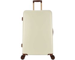 Decent RETRO Grote maat koffer 76 × 48 × 30 - Reiskoffer met wielen - Lichtgewicht koffer - Reiskoffer groot - Veilig TSA Cijferslot - White