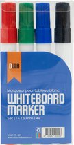 DULA Whiteboard stiften set 4 kleuren - Whiteboard marker - 1 - 1.5 mm ronde punt - White board stift - Rood - Groen - Blauw - Zwart