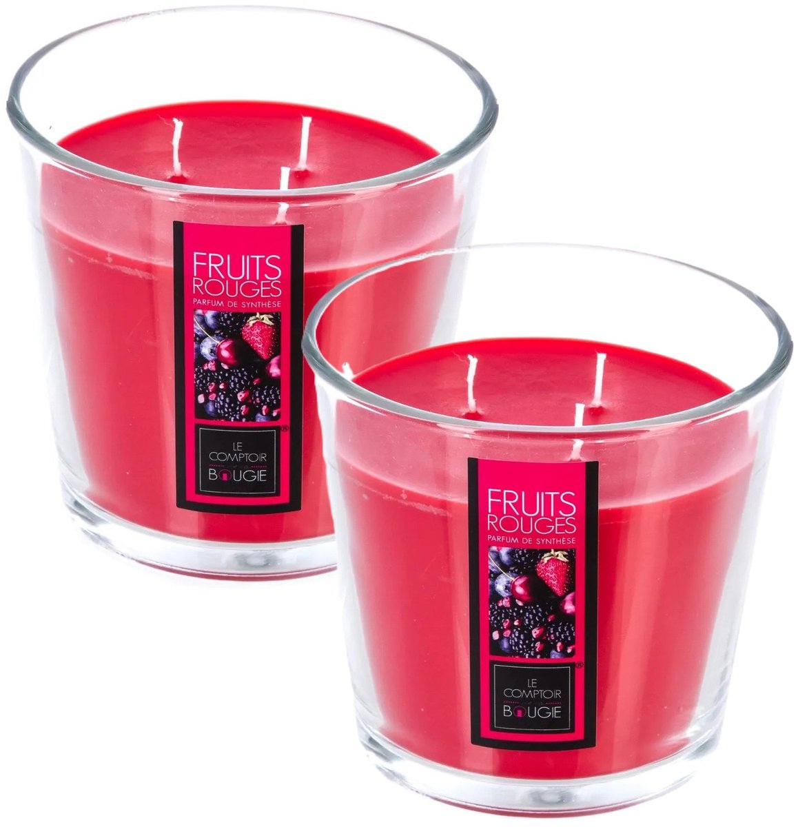 Atmosphera geurkaars - 2x - rood fruit geur - 40 branduren - rood - in glas - aroma/geurkaars