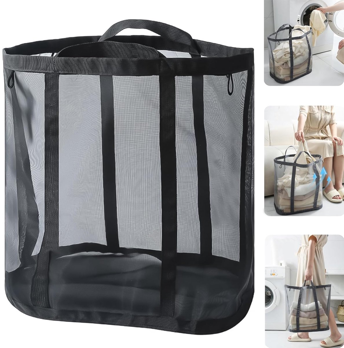 Grote wasmand - ademend materiaal - multifunctioneel - 1 stuk