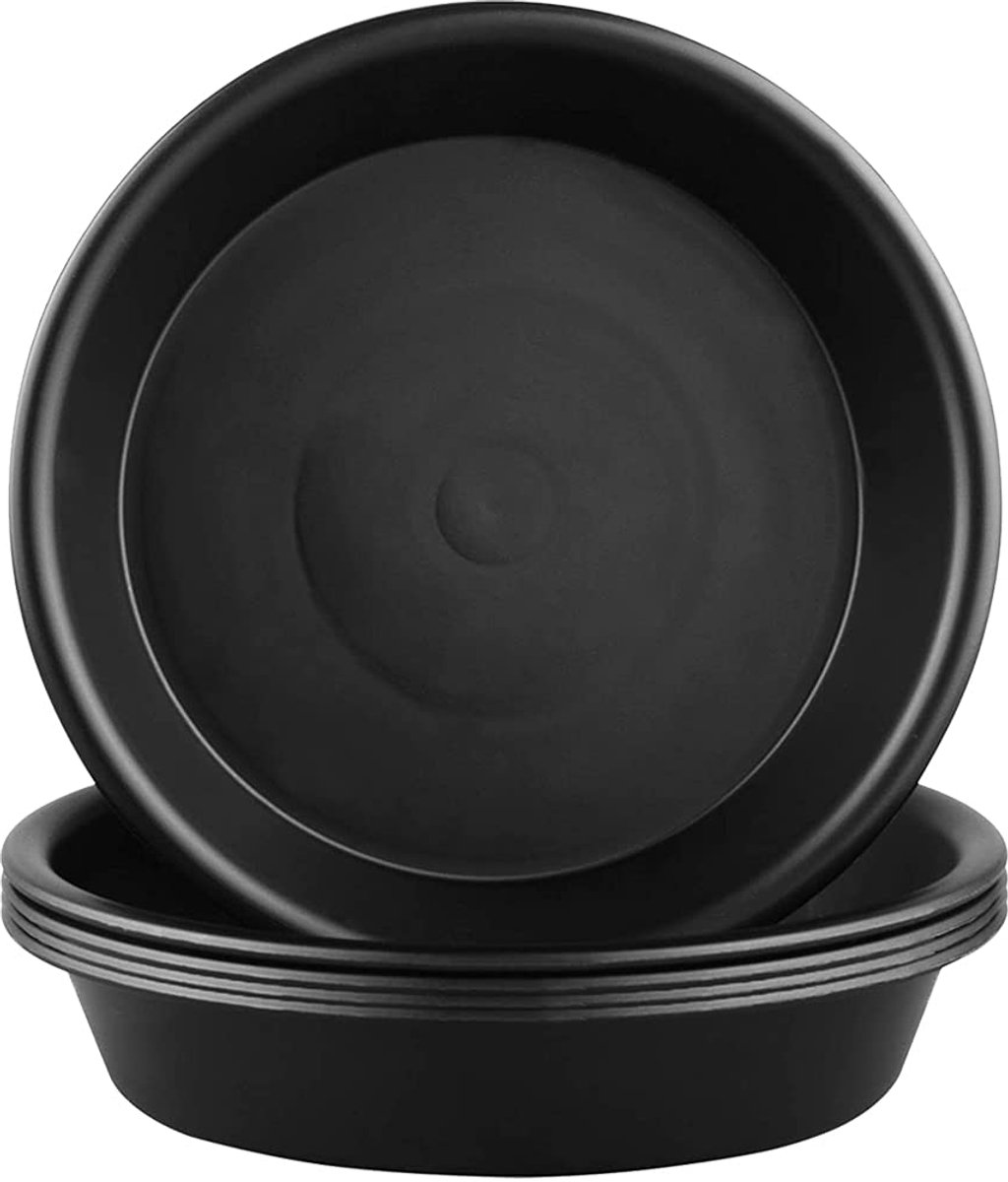 Ibenzoa® Zwarte kunststof plantenonderzetters set van 5 stuks voor binnen en buiten gebruik