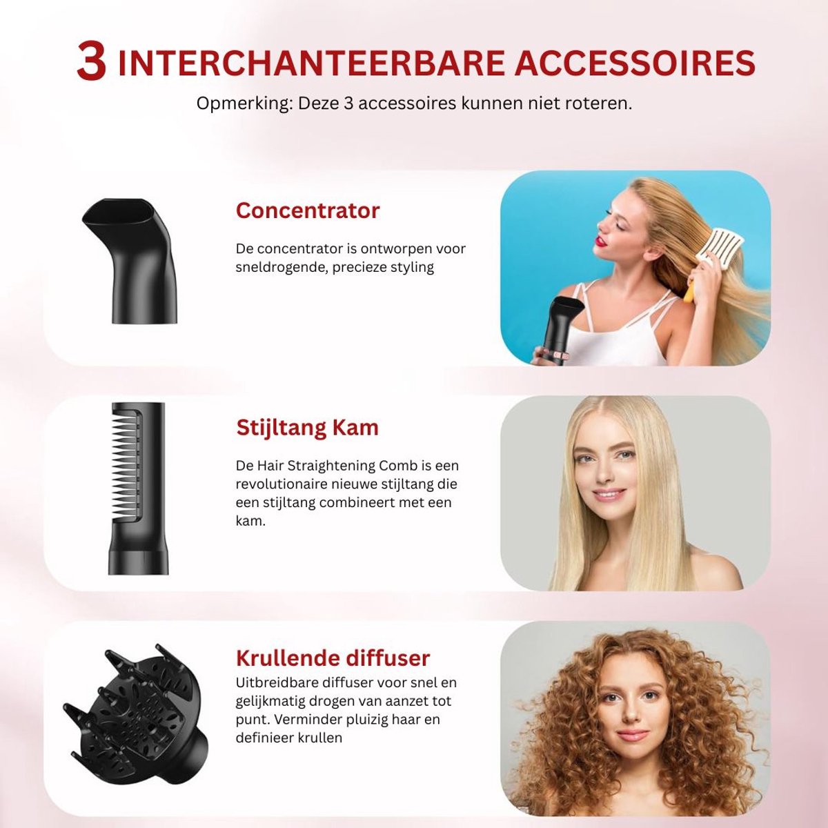 DailySupplies® Roterende Fohnborstel 5 in 1 Krultang - afbeelding 3