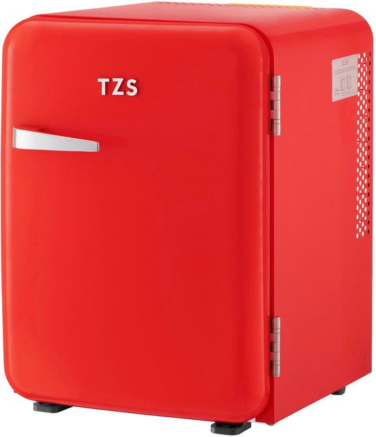 Mini koelkast 40L stil thermo-elektrisch retro rood minibar vrijstaand met binnenverlichting en verstelbare koeltemperatuur
