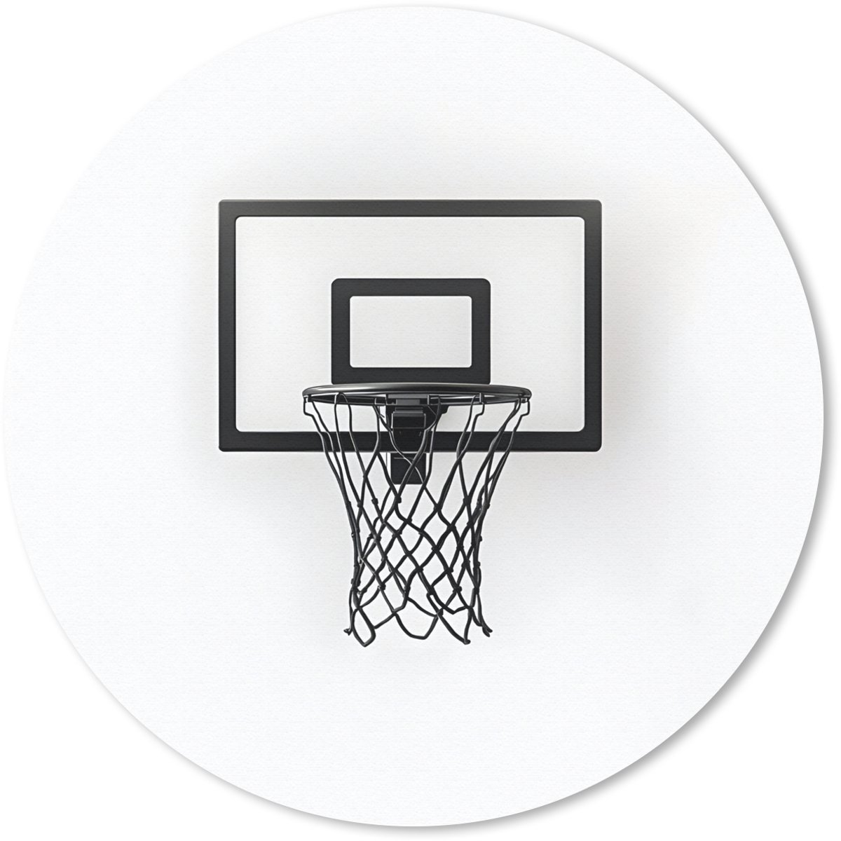 Muismat rond 30x30 cm - Mousepad Basketbalbord - Minimalistisch - Zwart - Ronde muismatten