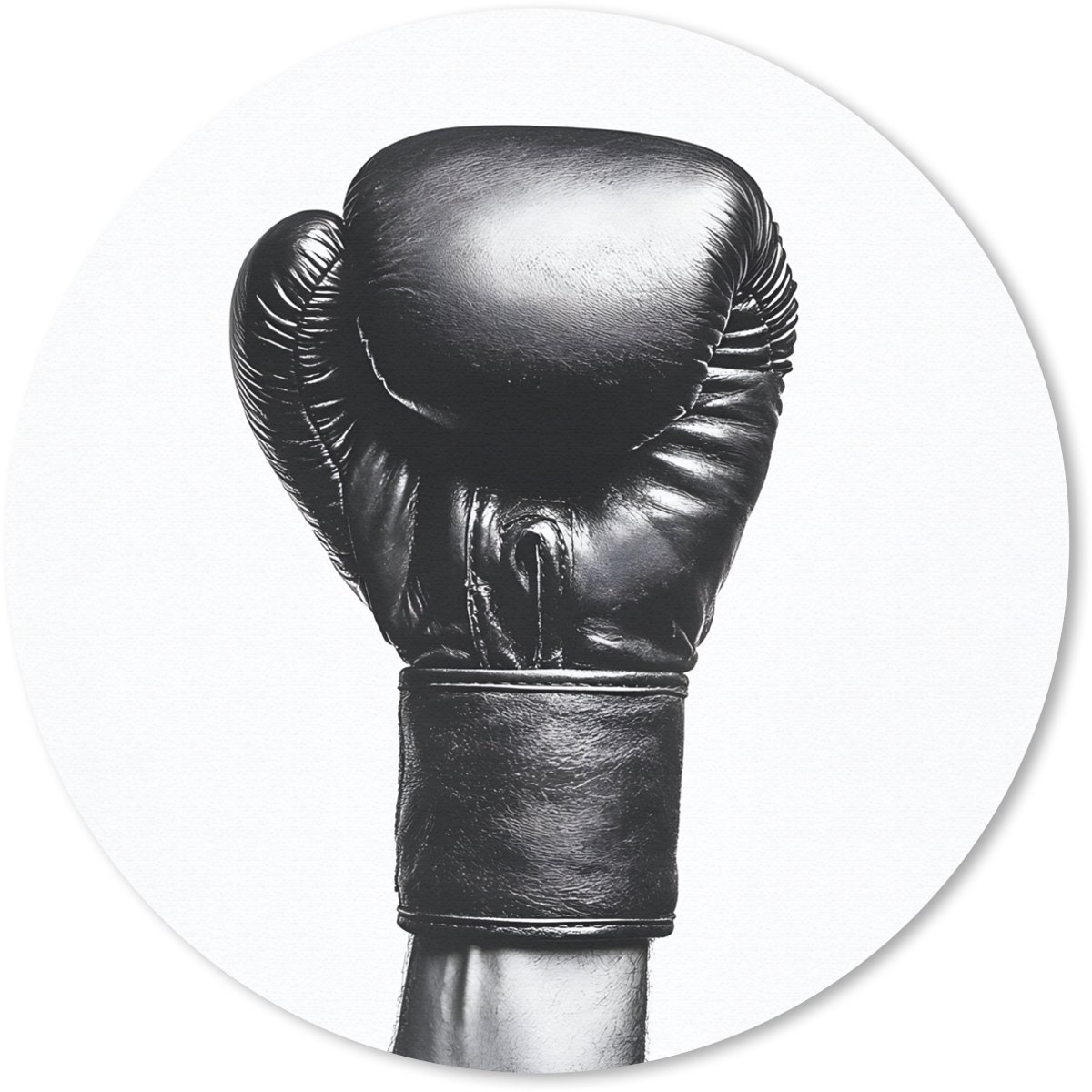 Muismat rond 20x20 cm - Mousepad Bokshandschoen - Zwart - Hand - Ronde muismatten