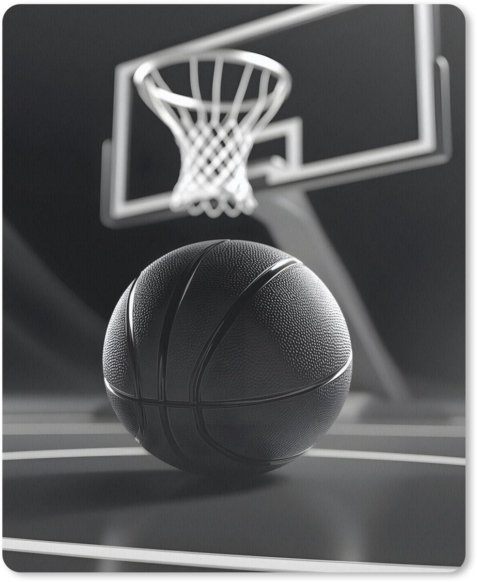 Muismat 19x23 cm - Mousepad Basketbal - Basketbalveld - Lichtlijnen - Muismatten