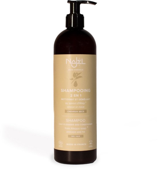 Najel shampoo met Aleppo zeep 2-in-1 reinigend en ontwarrend voor droog haar 500 Shampoo