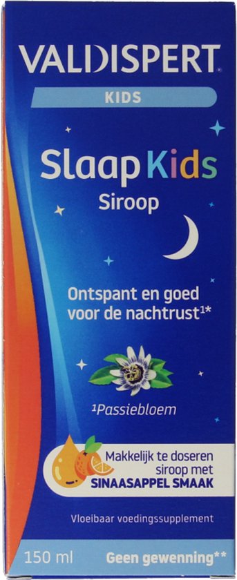 Valdispert Slaap Kids siroop - Passiebloem ontspant en is goed voor de nachtrust* - Geen gewenning** - Met sinaasappelsmaak - Kids vanaf 3 jaar - 150 ml