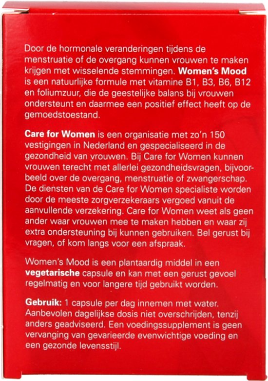 Rode verpakking met productinformatie in het Nederlands.