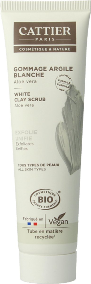 Goedkoopste Cattier Witte Klei Scrub Aloë Vera Alle Huidtypes Bio Tube 100ml