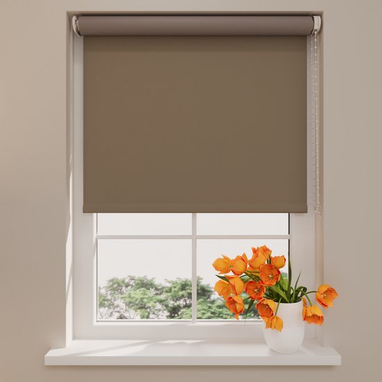 Store enrouleur occultant Radeco® - Easy Match - Marron - 140 x 190 cm - Store enrouleur sans perçage - Dimensions de 40 à 240 cm de large