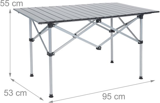 Klaptafel - oprolbaar blad - 55 x 95 x 53 cm - staal - met zak - zilver — afbeelding 4