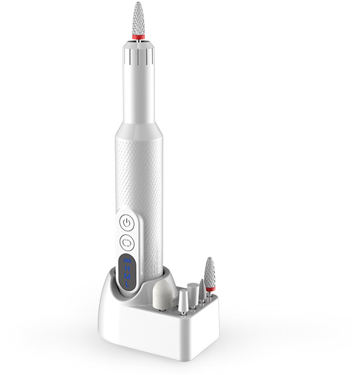 Nagelboor, snoerloze elektrische nagelkunstmachine, professionele elektronische vijl, nagelboorset voor acryl- en gelnagels, manicure, pedicure, polijstvorm, ontwerp voor thuisgebruik in salons, wit