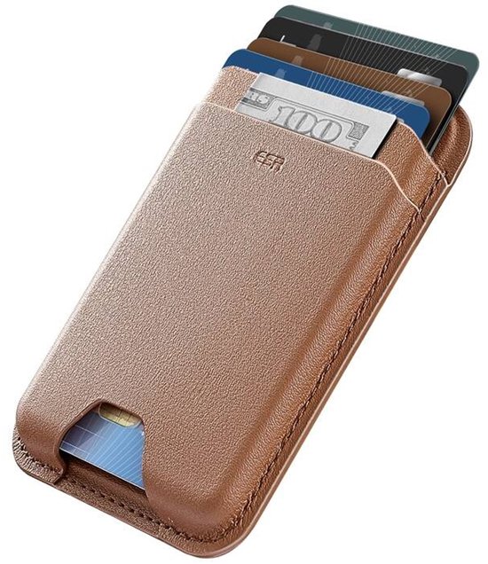 ESR HaloLock Wallet Boost - Porte-cartes magnétique - Compatible avec MagSafe et HaloLock - Portefeuille pour 4 cartes - Portefeuille - Marron