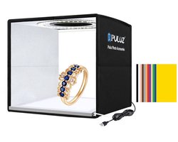 Professionele fotostudio met LED verlichting - 25 x 25 cm - Dimbaar - 12 achtergronden in div. kleuren - Foto studio - Opvouwbaar - Product fotografie - Fotobox