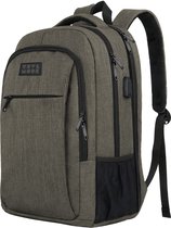 TRVLMORE Rugtas - 36L - 17,3 Inch - Laptop Rugzak met USB - Schooltas - Heren en Dames - Tas - Levenslange Garantie - Grijsgroen
