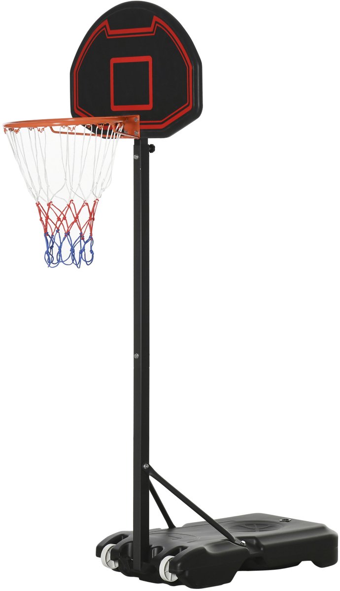 Yaheetech Basketbalmand, in hoogte verstelbare basketbalstandaard voor binnen en buiten, draagbare basketbalinstallatie met wielen