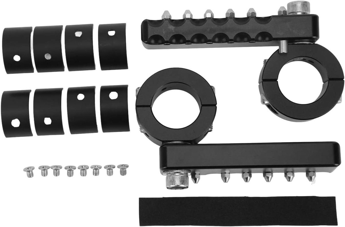 Allecto Plus - Highway Peg Montageset voor Motorfiets - Snelweg Voetsteunen - CNC Aluminium - RVS - Motorbeschermbeugel - Universeel gebruik - Eenvoudig te monteren