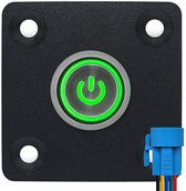 ProRide Metalen drukschakelaar Inbouwpaneel 220V ON-OFF - 16mm - met Aansluitkabel - LED indicatie Groen