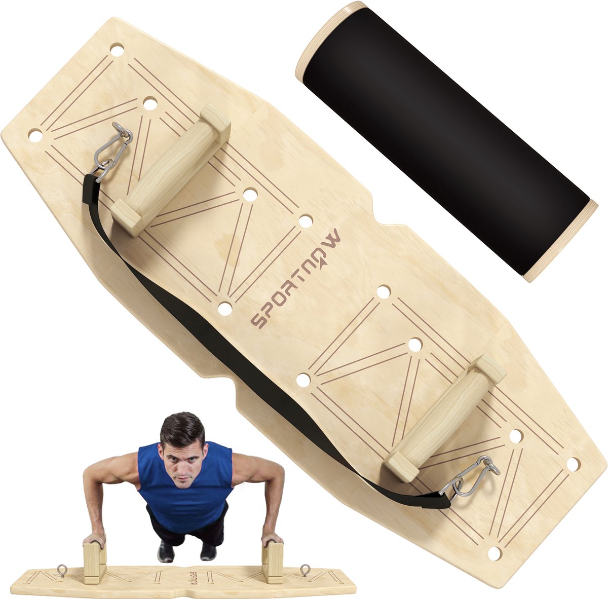 SPORTNOW opdruksteunen - populierenhout - 80x30x26 cm - natuurhout