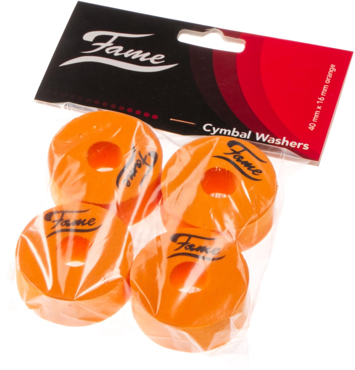 Fame Cymbal Washers Felt 40mm x 16mm, Orange, x4 - Accessoire voor bekkens