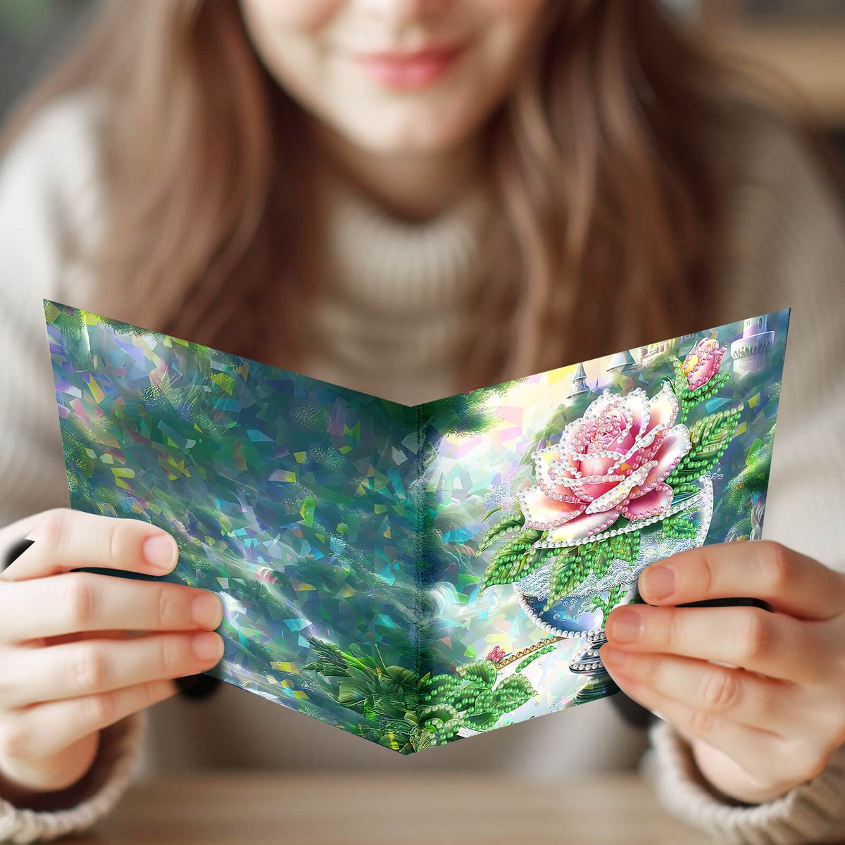Adorzy Diamond Painting Kaarten – 8 Wenskaarten met envelop - Diamond Painting Volwassenen – Diamond Painting Volledig Pakket - Diamond Painting Bloemen — afbeelding 8