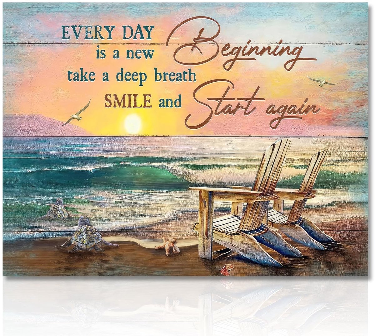 Ibenzoa® Inspirerende Strand en Oceaan Wanddecoratie met Motivatie Quotes voor Diverse Ruimtes