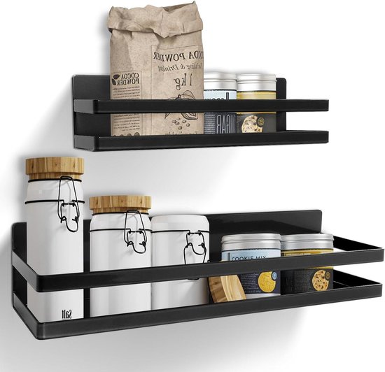 2 Pack Spice Rack Iron Magnetic Shelf Organizer Wall Mounted Spice ...
