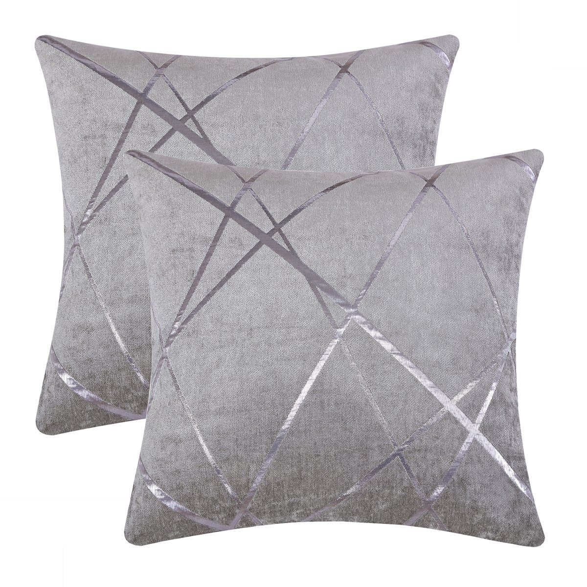 Ibenzoa Zacht Chenille Kussenhoesje 40x40 cm Set van 2 voor Woon- en Slaapkamer zilvergrijs