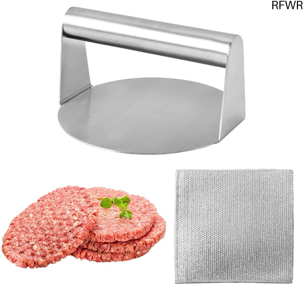 RFWR® Ronde Hamburgerpers en Metalen Doek voor Keuken