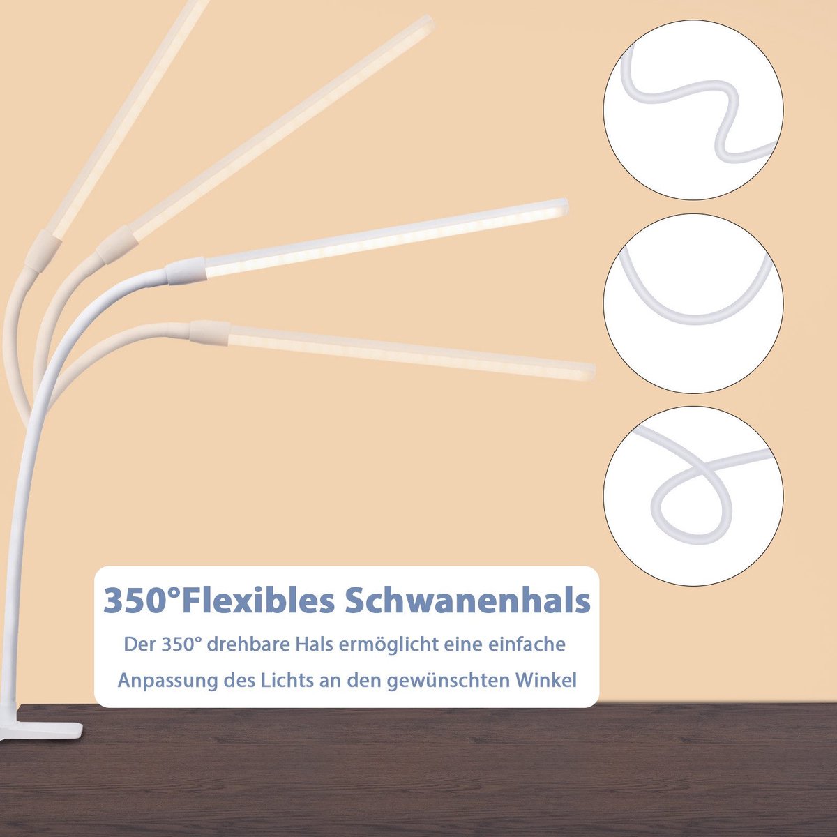 NETTLIFE Tafellamp LED - Flexibel Klemlamp met 5 Kleuren thumbnail 3