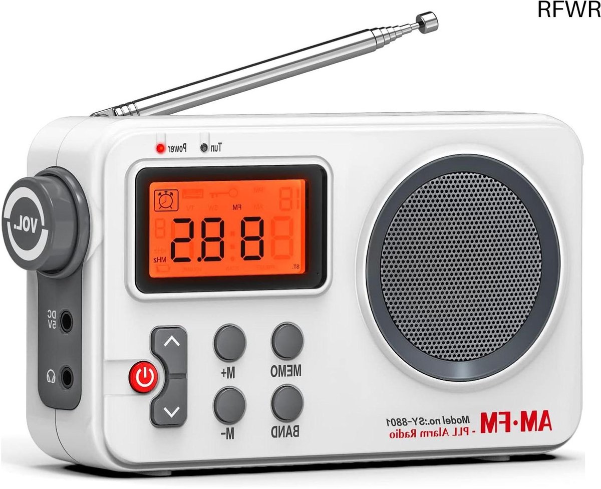 RFWR® Draagbare AM/FM Radio met Groot Display en Wekkerfunctie