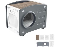 MKSS® Kattenhuis voor Buiten - Kattenhok Binnen - Kattenbench - Kattenren - Grijs en Wit