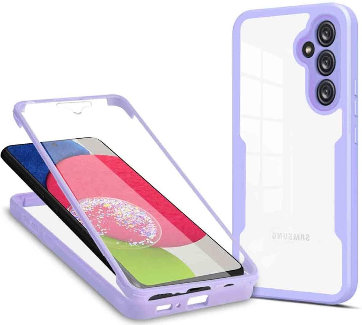 Allecto Plus - Transparante Hoes voor Smartphone Met Schermbeveiliging - Paars