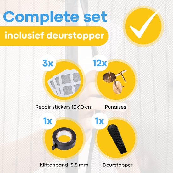 FLOOQ Premium Magnetisch Vliegengordijn Modern 184x210cm Zwart - Deurhor - Vliegenhor - Insectenhor Hordeur - Incl. bevestigingsmateriaal van Merkloos — afbeelding 5